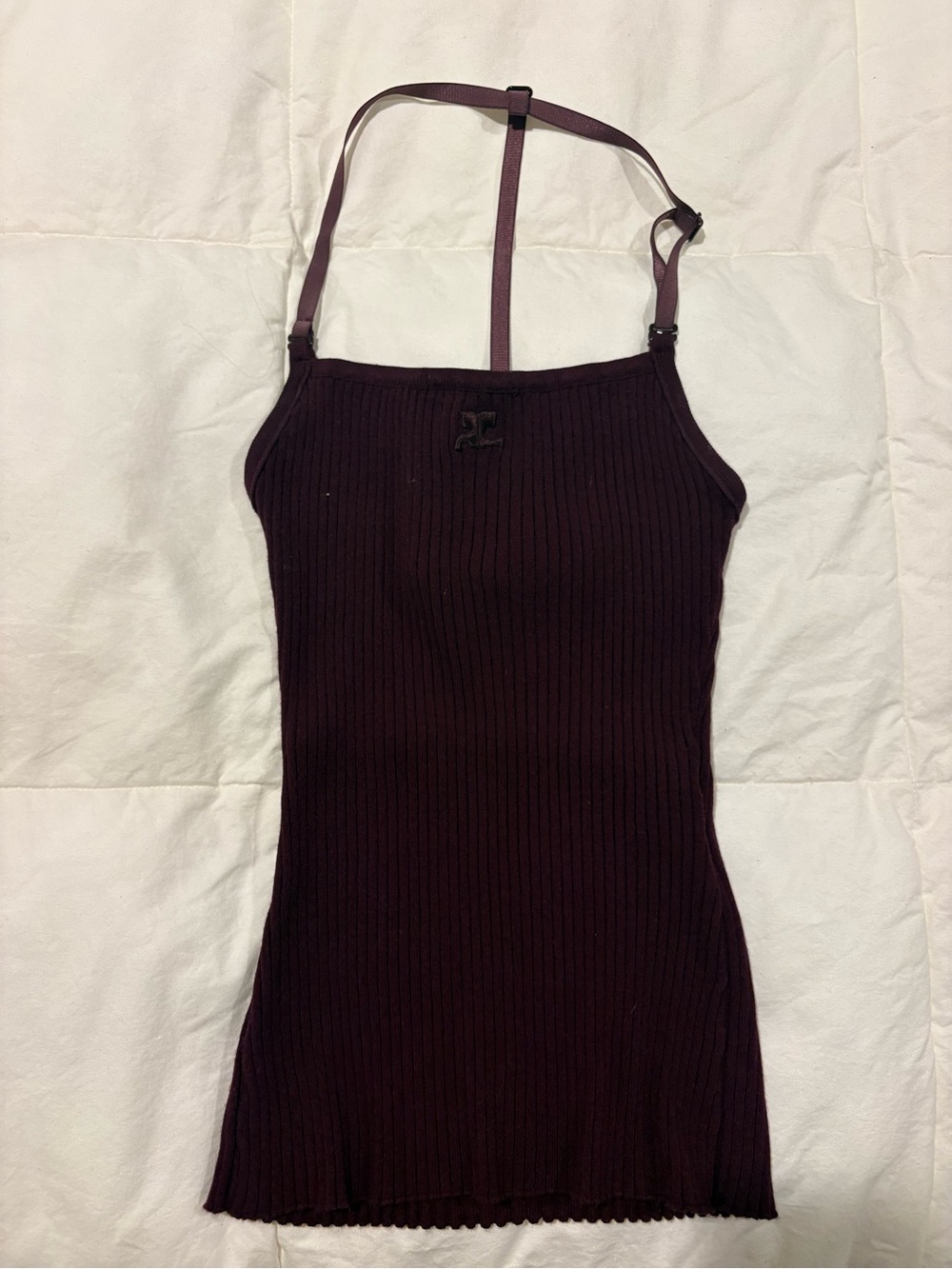 Ribbed Courreges Maroon Tank